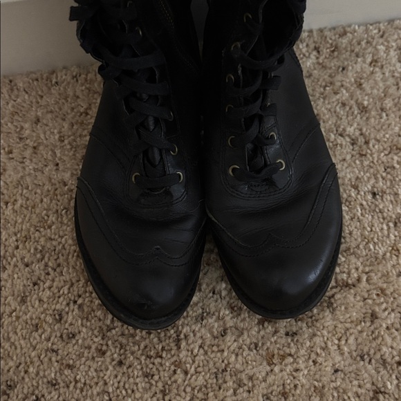 Timberland Black leather Lace-Up Women's combat Boots - Picture 4 of 5
